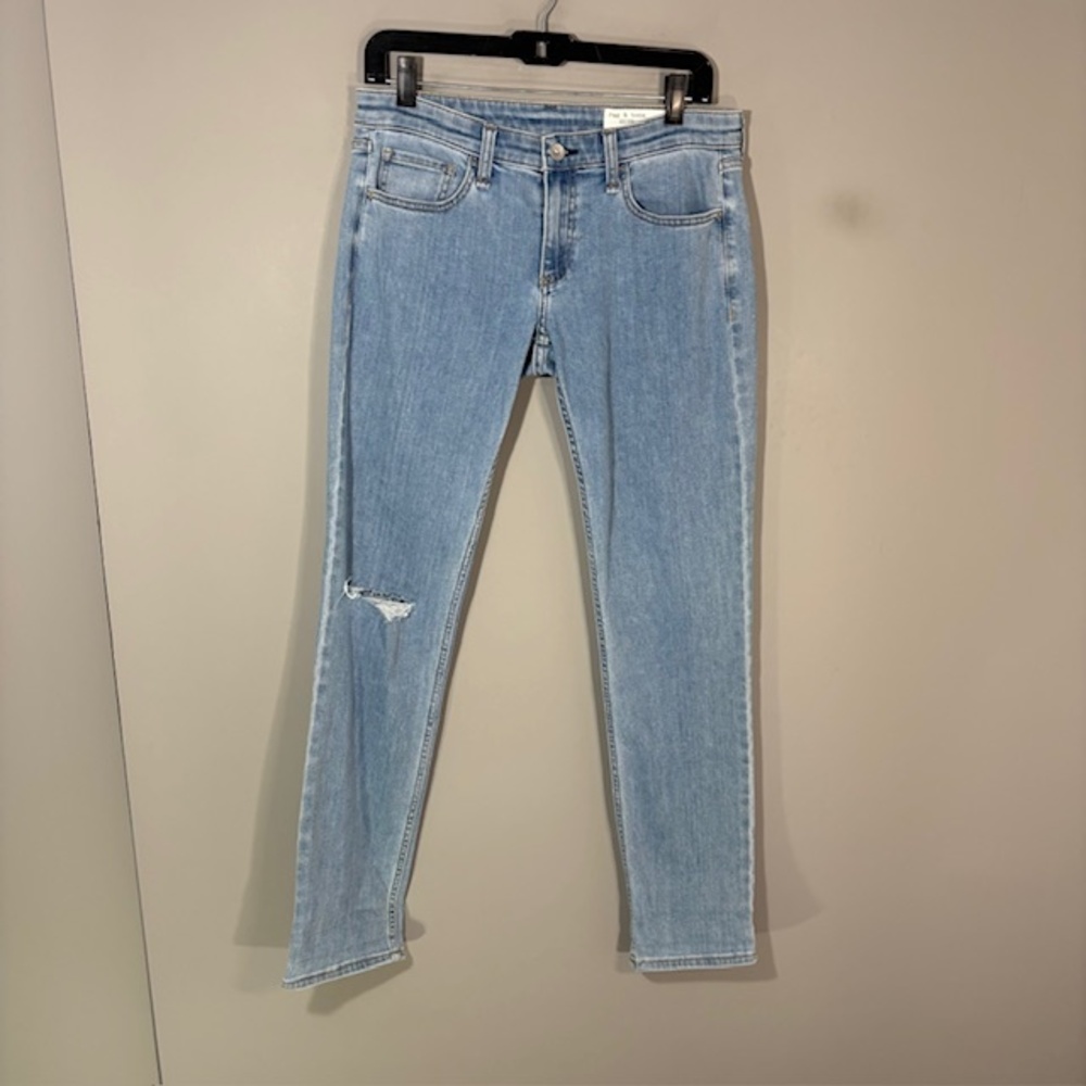 Rag & Bone Dylan Low-Rise Boyfriend Jeans Womens 25 Light Wash Distressed Denim